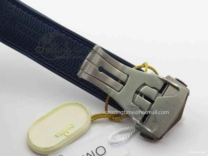 0129 EyeCatching Planet Ocean Master Chronometer SS OM 1:1 Best Edition Blue Dial On Leather Strap A 8176